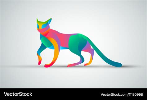 Gradient animal logo design color cat silhouette Vector Image