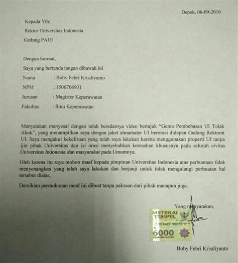 Contoh Surat Pernyataan Diatas Materai 6000 Gawe Cv Riset