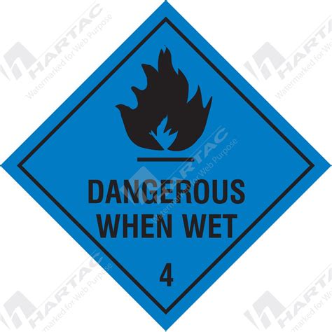 Hs Hazchem Hazardous Goods Labels Dangerous When Wet Self