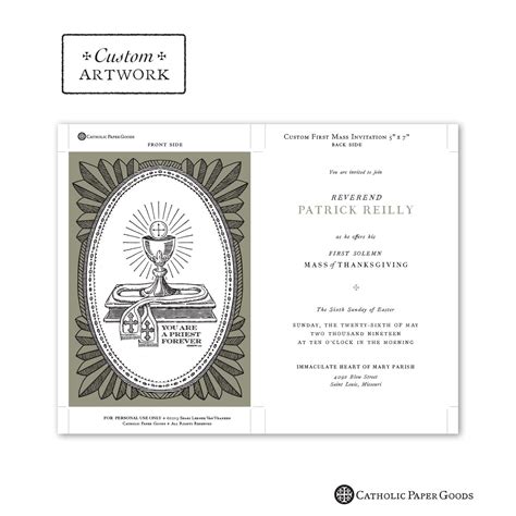 Catholic Priest Ordination First Mass Or Reception Invitation Customizable Diy Downloadable