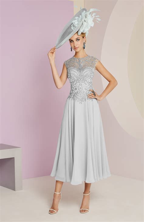 Mid Length Dress With Chiffon Skirt 008549 Catherines Of Partick