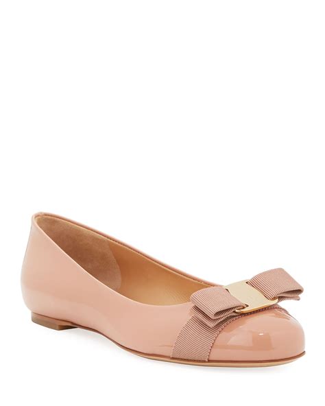 Salvatore Ferragamo Varina Patent Ballet Flats New Blush Neiman Marcus