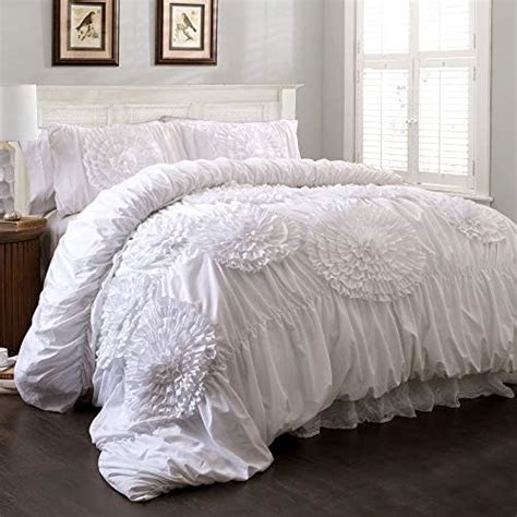 Lush Decor Serena Comforter Set 3 Piece Set Full Queen White