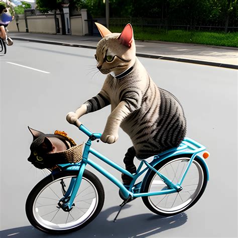 A Cat Ride A Bicycle Arthub Ai