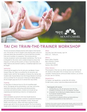 Fillable Online Tai Chi Train The Trainer Workshop Ohio Department Of