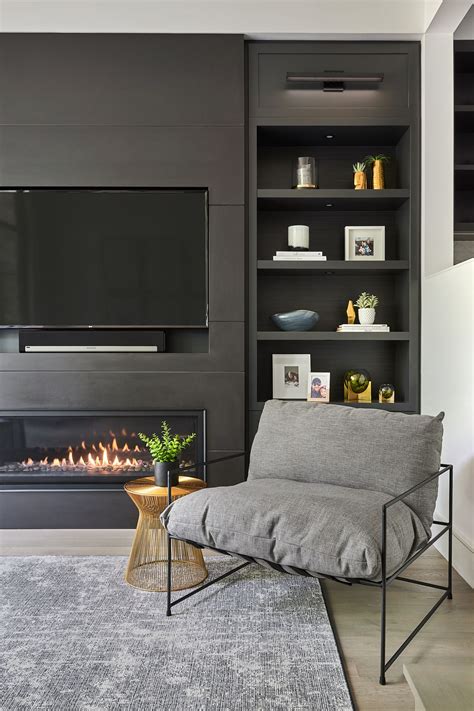 Custom Modern Living Room Tv Wall Unit With Gas Fireplace Living Room