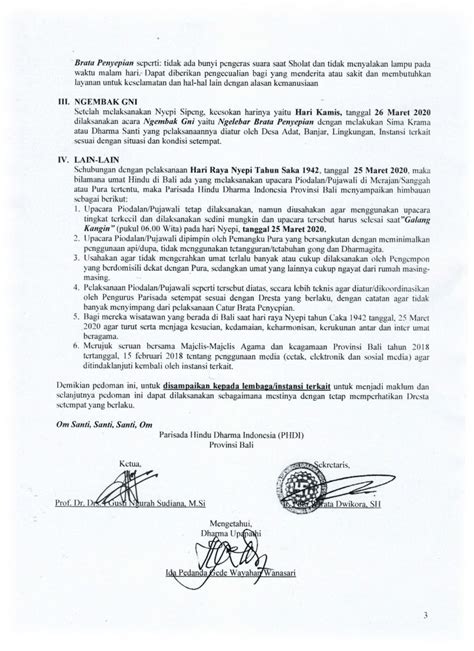 Pedoman Pelaksanaan Hari Raya Nyepi Tahun Saka Oleh Phdi Bali