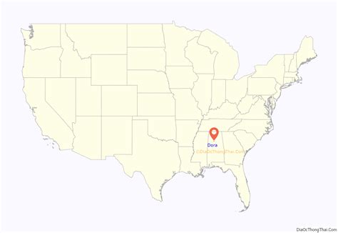 Map of Dora city, Alabama