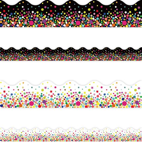 Buy 120 Feet Confetti Bulletin Board Border Stickers 2 Colors Set