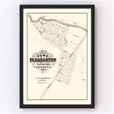 Vintage Map Of Pleasanton California 1869 By Teds Vintage Art