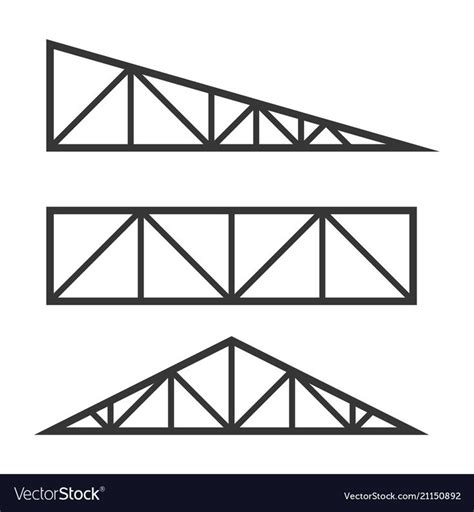 Roof Metal Trusses Constructions Set On White Background Vector