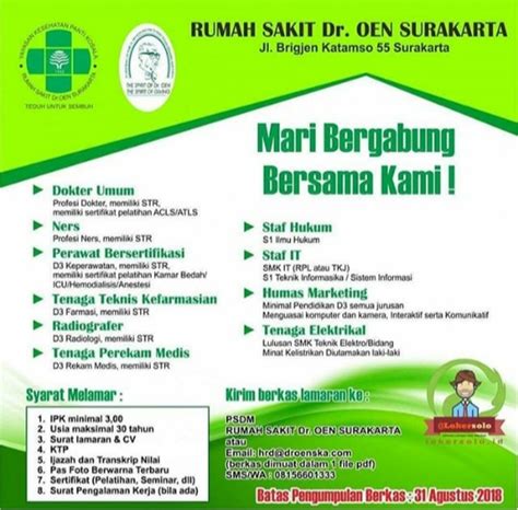 Info Lowongan Pekerjaan Perawat Apoteker Rekam Medis Dll Di Rumah