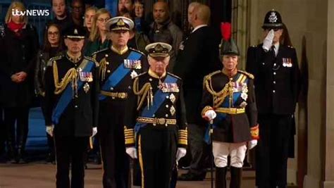 Prince Andrew in Military Uniform at Vigil for His Mother the Queen ...