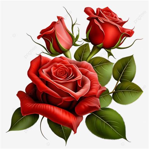 Beautifull The Nature Red Rose Flower With Green Leaf Beautifull The