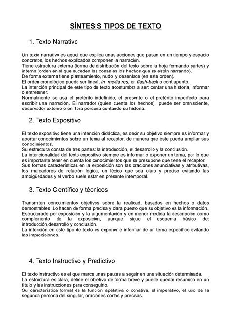 S Ntesis Tipos De Texto S Ntesis Tipos De Texto Texto Narrativo Un