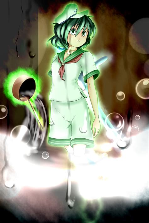 Safebooru Black Hair Ghost Green Eyes Hat Highres Hishaku Ladle Miki