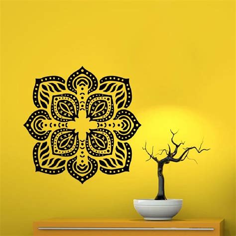 Mandala Wall Decals Yoga Sign Om Oum Decal Vinyl Sticker