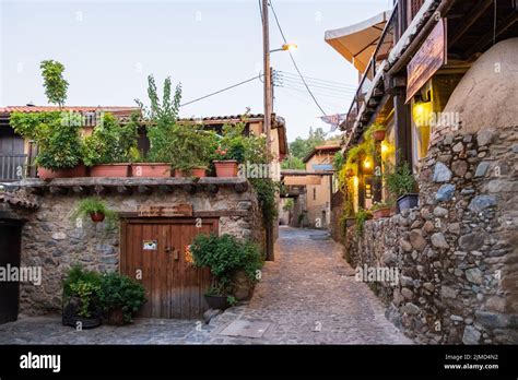 Picturesque Narrow Streets Of Old Kakopetria Village In The Troodos