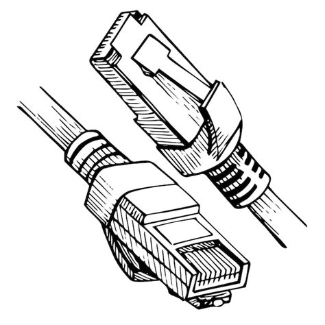 Conector ethernet rj45 cable de internet en estilo boceto ilustración