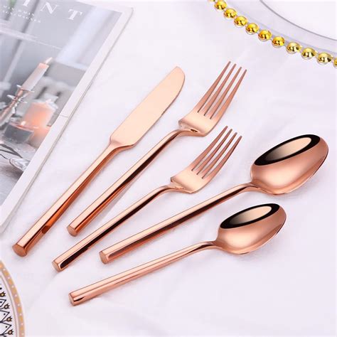 Amazon Aimilan Piece Rose Gold Flatware Set Service For