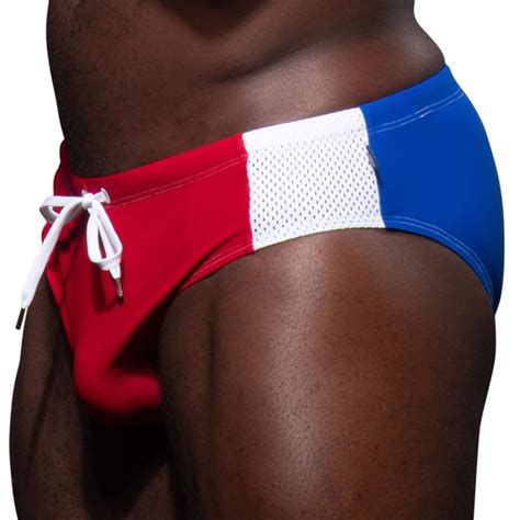 Andrew Christian Slip De Bain Bikini Thick Bleu Blanc Rouge Inderwear