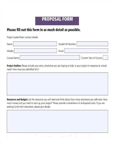 Blank Free Printable Bid Proposal Forms