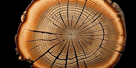 Cross Section Of A Tree Trunk Stump Closeup Of Wood Bark Rings Stock