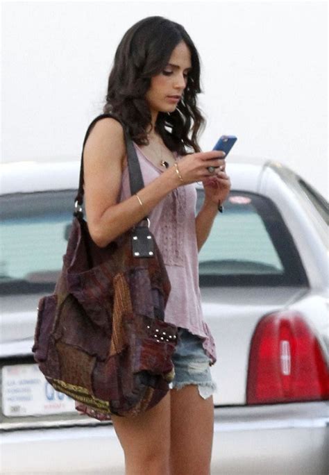 Jordana Brewster in shorts on the set of American Heist -04 | GotCeleb