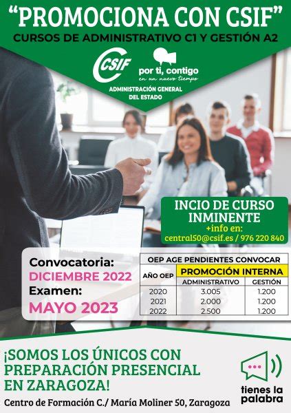 CSIF PREPARA CON CSIF EN ZARAGOZA OPOSICIONES AGE ADMINISTRATIVO Y