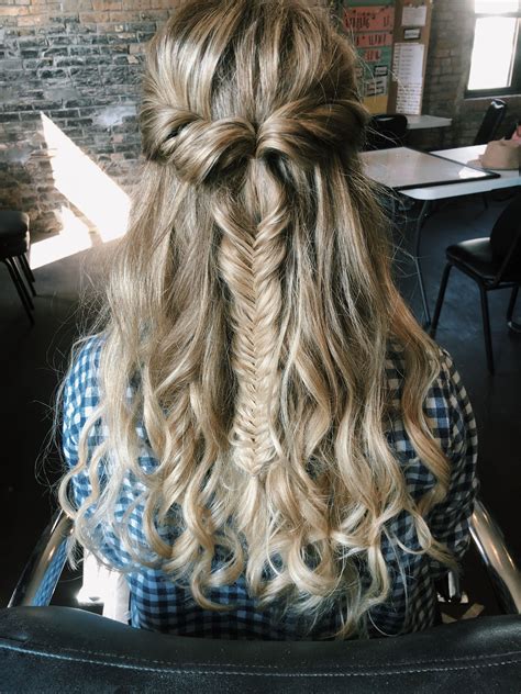 Half Up Half Down Fishtail Braid For Long Curly Hair Fish Tail Braid