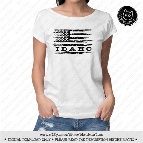 Idaho On American Flag Svg Distressed Idaho T Shirt Design Etsy