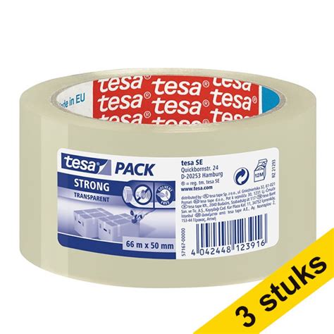 Tesa Pack Strong Verpakkingstape Transparant 50 Mm X 66 M 3 Rollen