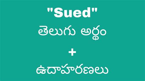 Sued Meaning In Telugu With Examples Sued Meaning In