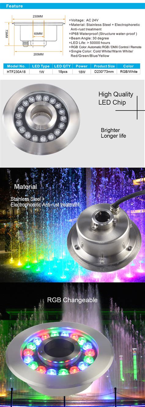 W Stainless Steel High Power Rgb Led Fountain Light Ip Hotook