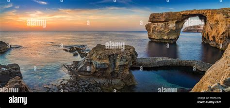 Gozo Malta Panoramic View Of The Beautiful Azure Window A Natural