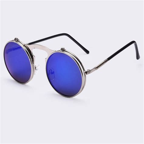 Vintage Steampunk Sunglasses Round Designer Steam Punk Metal Oculos De