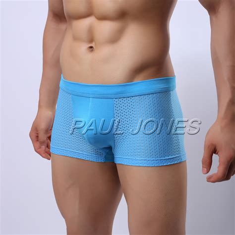 Hot Breathable Men Mesh Holes Boxer Briefs Bulge Pouch Underwear Shorts Pants EBay