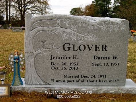 Glover Carved Tree Design Companion Headstone in Granite | Tombstone ...