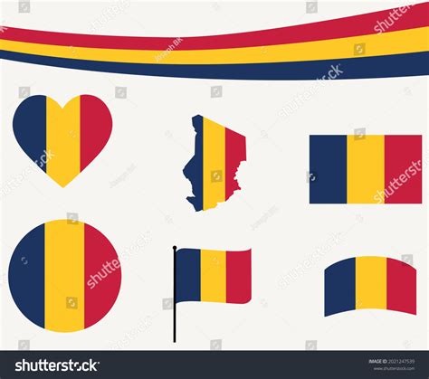 Chad Flag Map Ribbon Heart Icons Stock Vector Royalty Free 2021247539