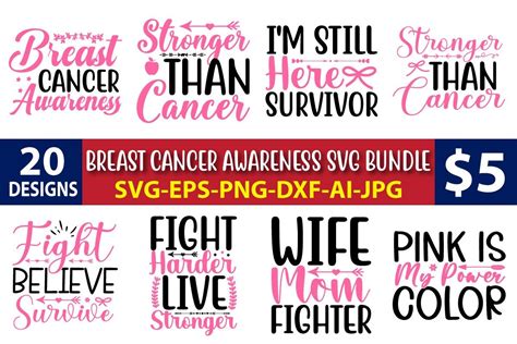 Breast Cancer Awareness Svg Bundle Vol Bundle Creative Fabrica