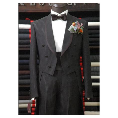 Custom Made To Measure Black Pinstripe Tailcoatbespoke Long Tail Black