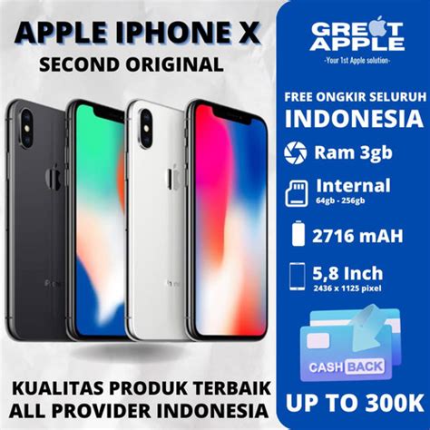 Jual IPHONE X GARANSI RESMI IBOX INTER GREY SILVER FULLSET 64gb