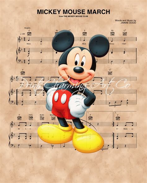 Mickey Mouse Mickey Mouse March Sheet Music Art Print Disney - Etsy