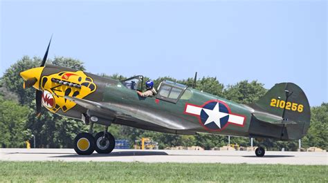 Curtiss P K Warhawk N Wh Cn Lands At Oshkosh