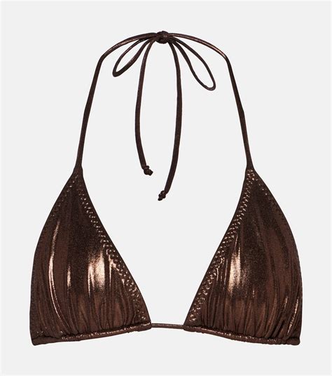 String Metallic Bikini Top In Brown Norma Kamali Mytheresa