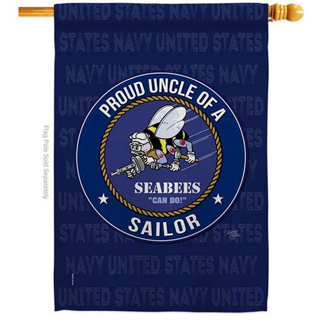 Breeze Decor Seabees Proud Uncle Sailor House Flag Armed Forces Navy 28