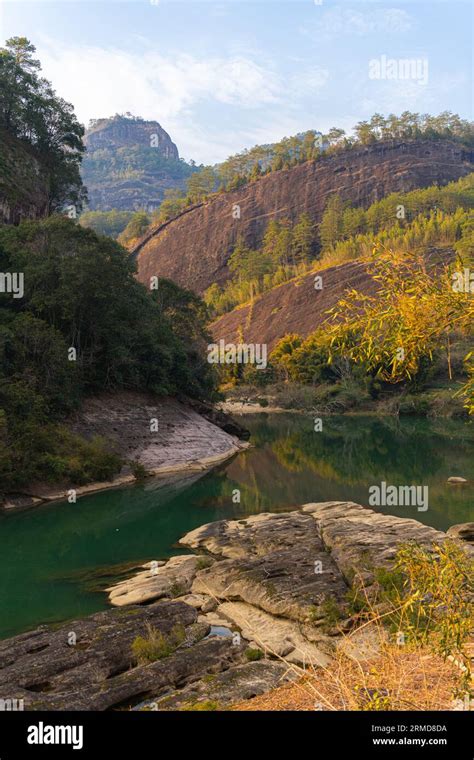 The Emerald Green Water Of The Nine Bend River Or Jiuxi River Through