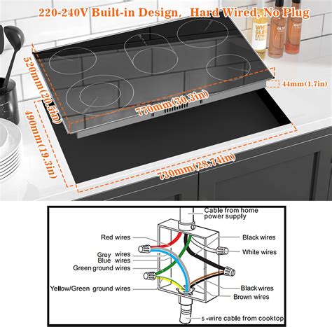 Karinear Estufa eléctrica de 30 pulgadas 8400 W 5 quemadores