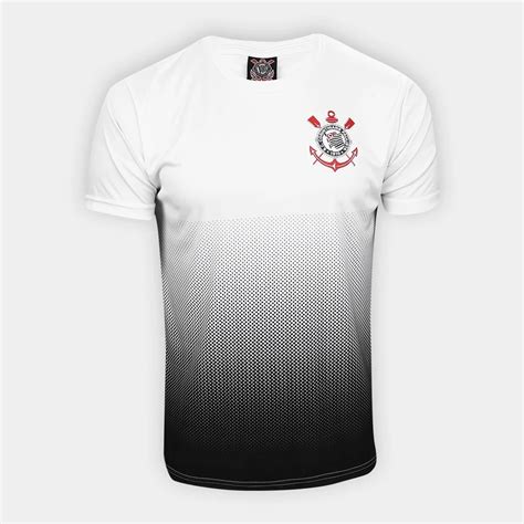 Camisa Corinthians Effect Degradê Masculina Branco Preto em