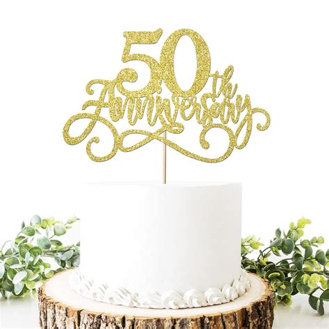 Buy Gold Glitter 50th Anniversary Cake Toppers Perfect For 50th Birthday 50th Wedding